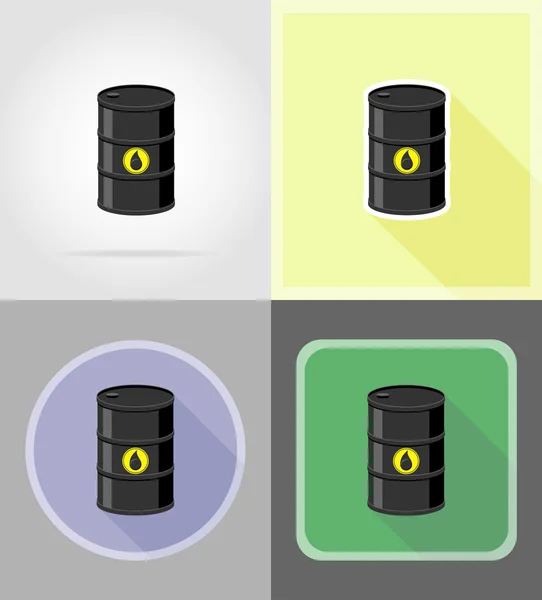 Barril negro para iconos planos de petróleo vector ilustración — Archivo Imágenes Vectoriales