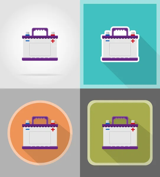 Coche batería iconos planos vector ilustración — Archivo Imágenes Vectoriales