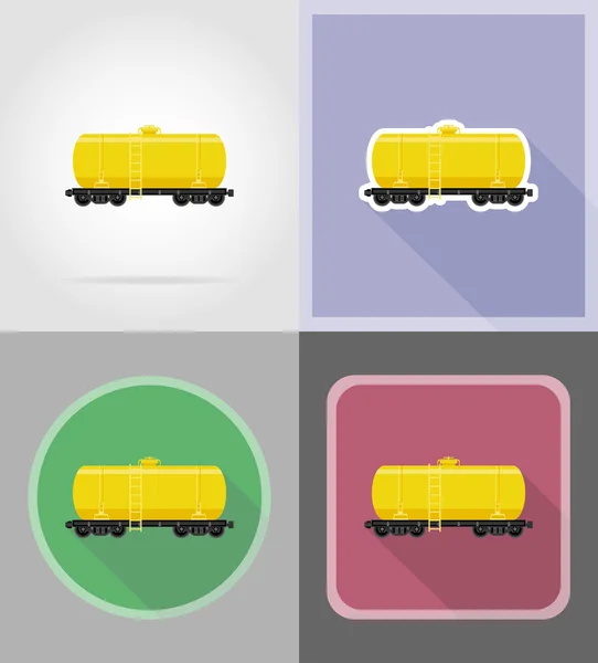 Railway carriage for delivery and transportation of fuel flat ic — Stock Vector