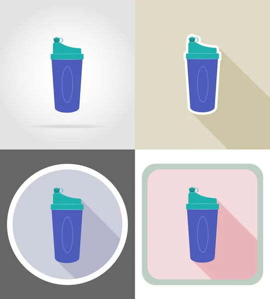 Shaker Flasche für Fitness Flat Icons Vektor Illustration — Stockvektor