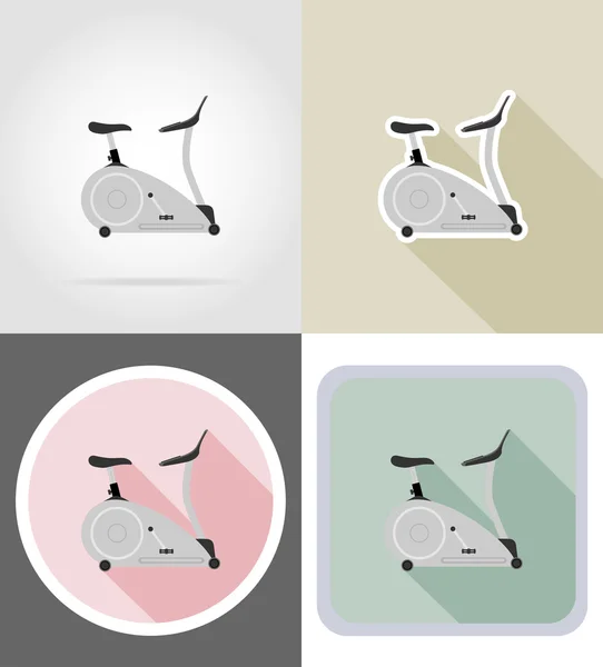 Bicicleta estática iconos planos vector ilustración — Vector de stock