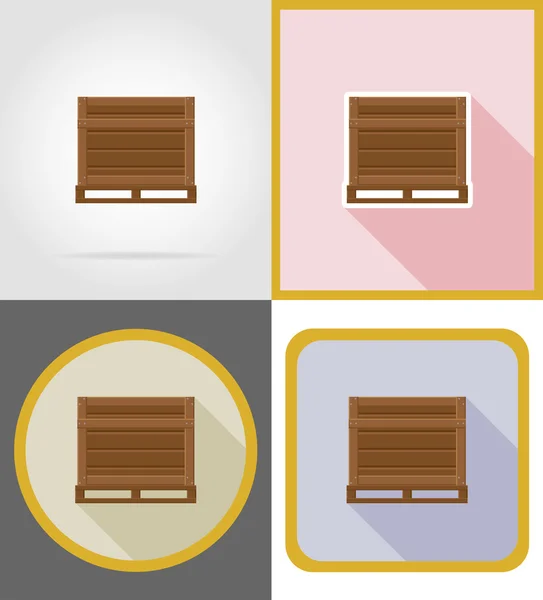 Entrega caja de madera iconos planos vector ilustración — Vector de stock