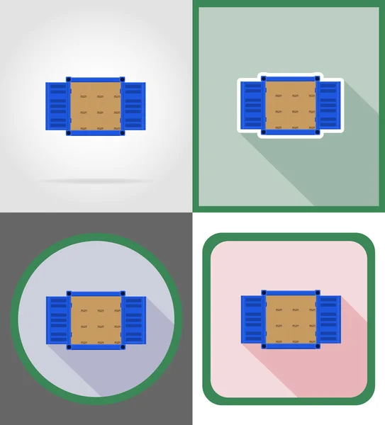 Frachtcontainer Lieferung flache Symbole Vektor Illustration — Stockvektor