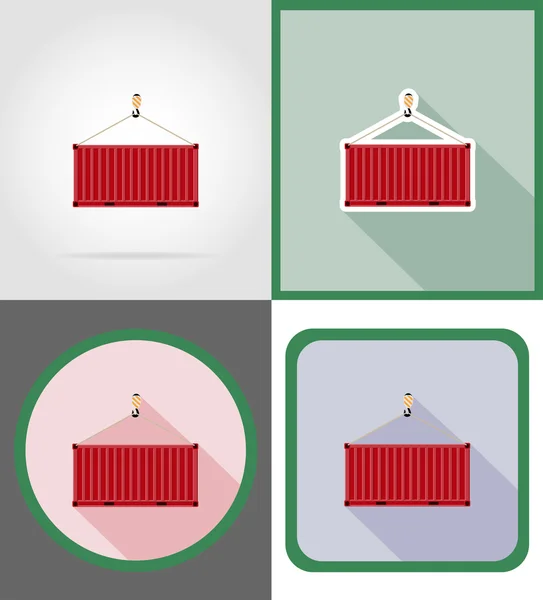 Fret conteneur livraison plat icônes vectoriel illustration — Image vectorielle