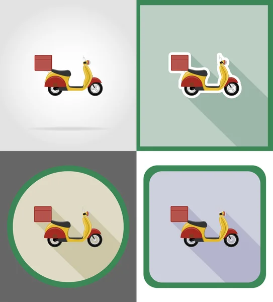 Entrega vehículo iconos planos vector ilustración — Vector de stock