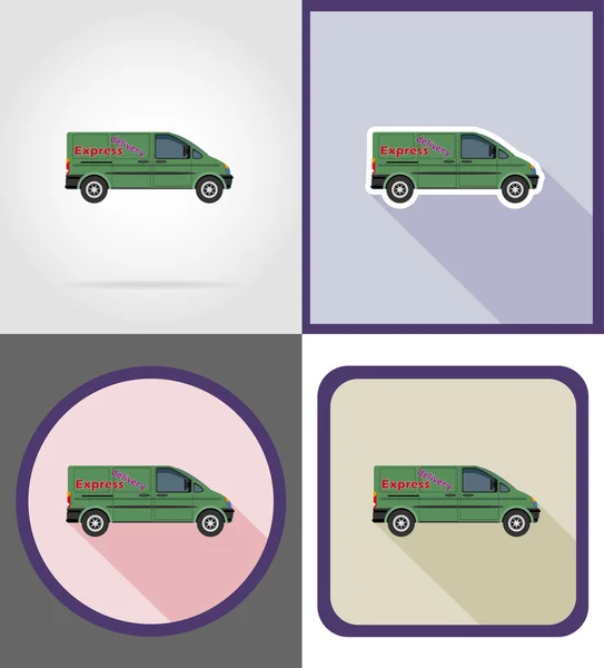 Illustration vectorielle des icônes plates du véhicule de livraison — Image vectorielle