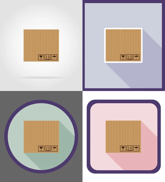 Delivery cardboard box flat icons vector illustration — Διανυσματικό Αρχείο