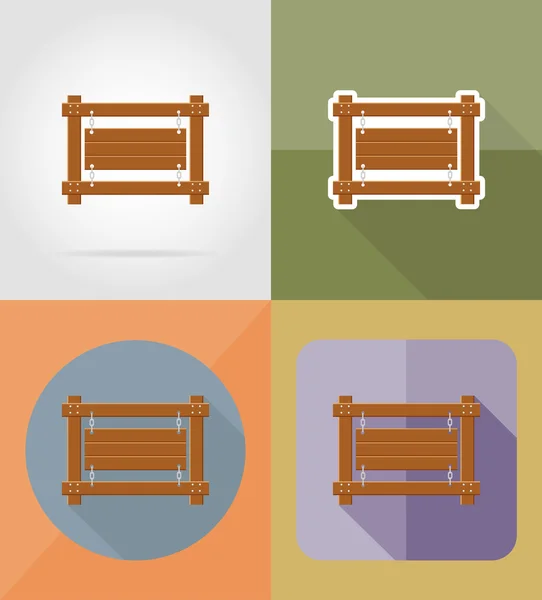 Tablero de madera iconos planos vector ilustración — Archivo Imágenes Vectoriales