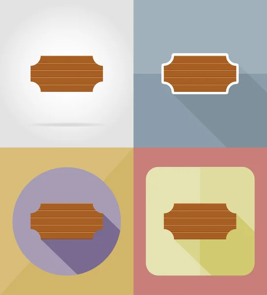 Tablero de madera iconos planos vector ilustración — Vector de stock