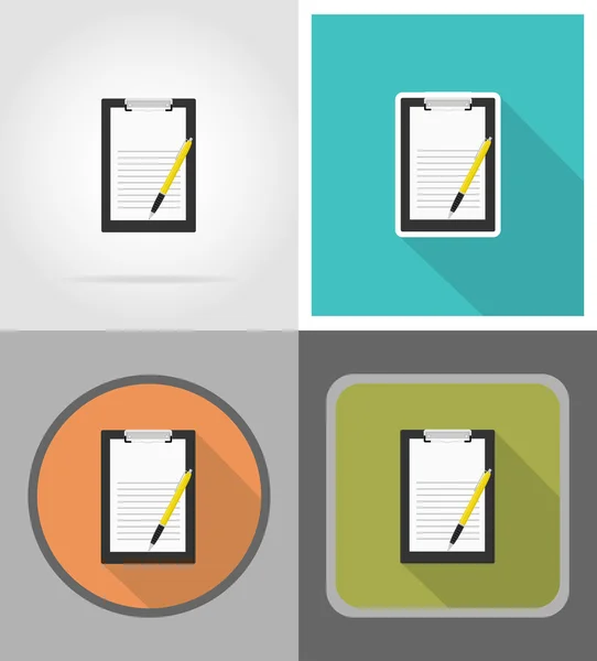 Clipboard and pen flat icons vector illustration — Stock Vector