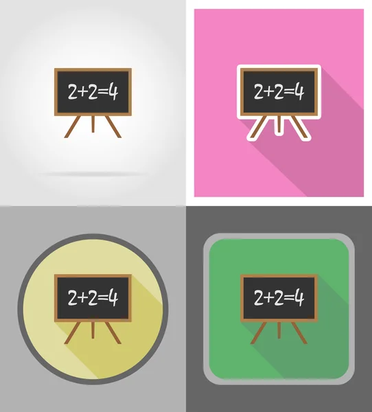 Wooden school board flat icons vector illustration — Stock Vector