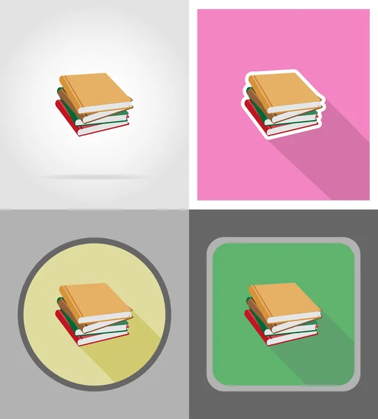 Platte boekpictogrammen vector illustratie — Stockvector