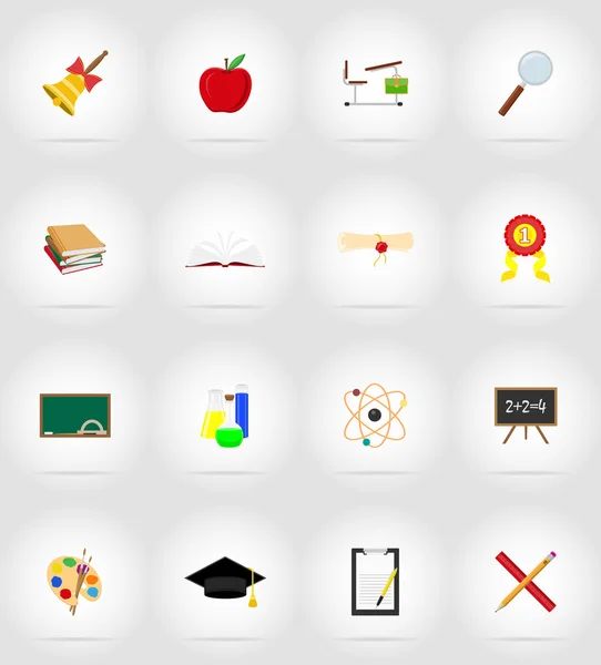 Istruzione scolastica icone piatte illustrazione vettoriale — Vettoriale Stock