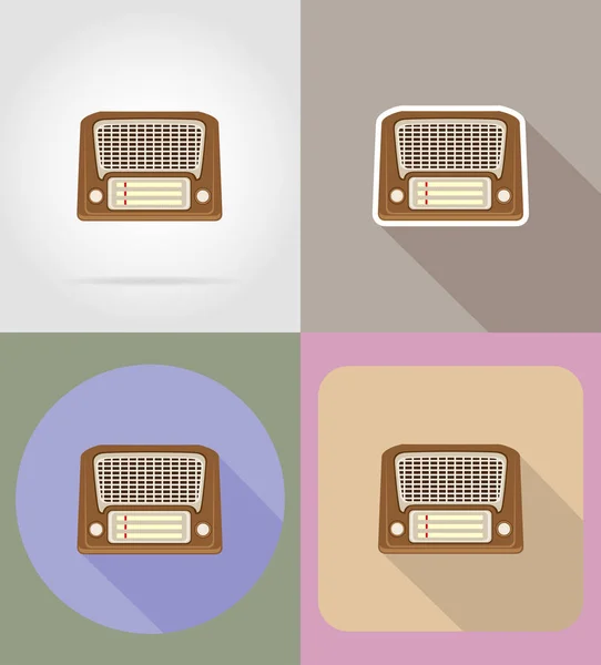 Viejo retro vintage radio iconos planos vector ilustración — Vector de stock