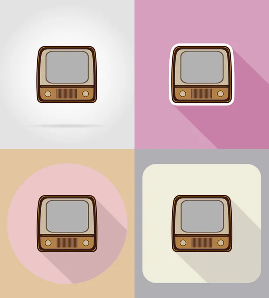 Idade retro vintage tv plana ícones vetor ilustração — Vetor de Stock