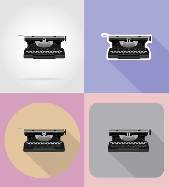 Vieille rétro vintage machine à écrire plat icônes vectoriel illustration — Image vectorielle