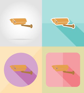 video gözetim kamera illustrat düz simgeler vektör tasarımı için