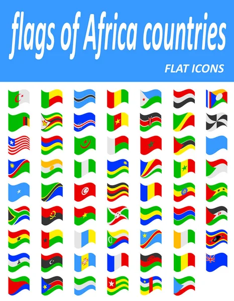 Vlajky zemí Afriky ploché ikony vektorové ilustrace — Stockový vektor