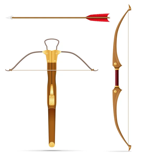 战斗弩弓和弓中世纪股票矢量图 — 图库矢量图片