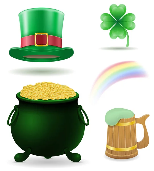 Saint patrick's day set icons stock vector illustration — Stock Vector