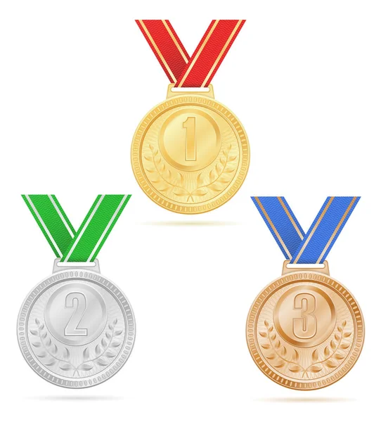 Érem győztes sport arany ezüst bronz vektor stock illusztráció — Stock Vector