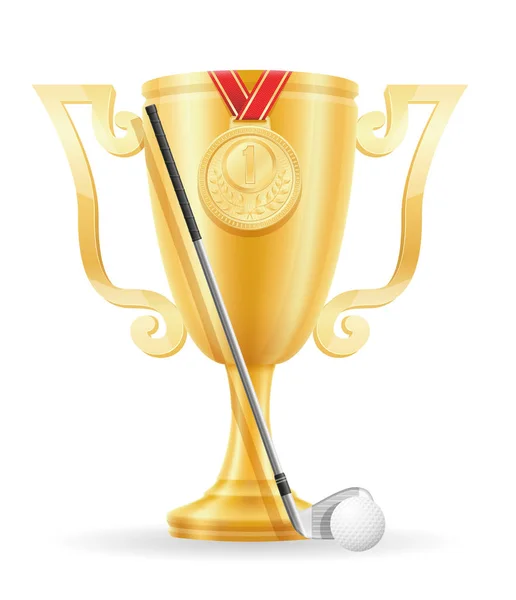 Golf cup vinnare guld lager vektorillustration — Stock vektor