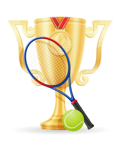 Tennis cup vinnare guld lager vektorillustration — Stock vektor