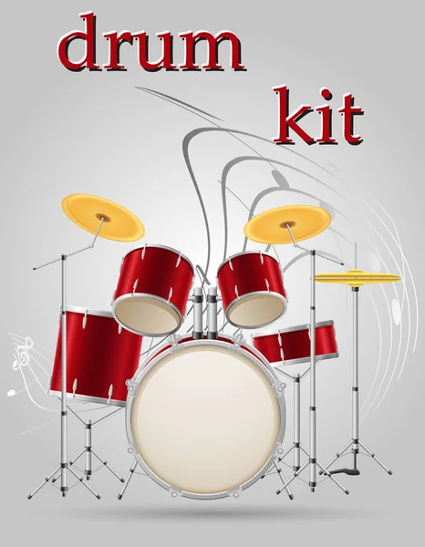 Kit de bateria instrumentos musicais estoque vetor ilustração —  Vetores de Stock