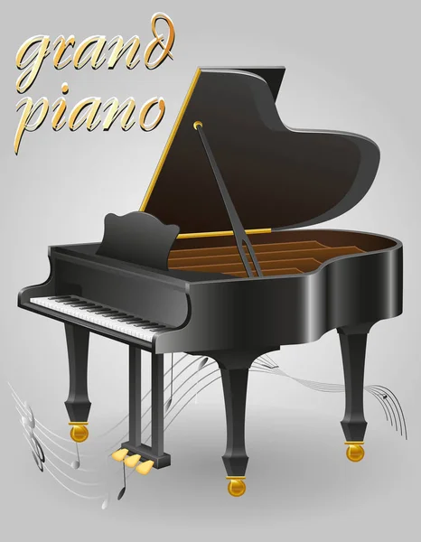 Piano de cola instrumentos musicales stock vector ilustración — Vector de stock