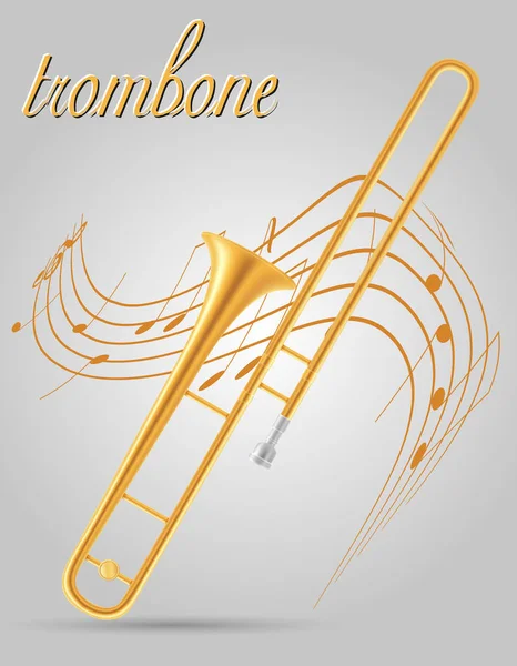 Trombone vento instrumentos musicais estoque vetor ilustração — Vetor de Stock