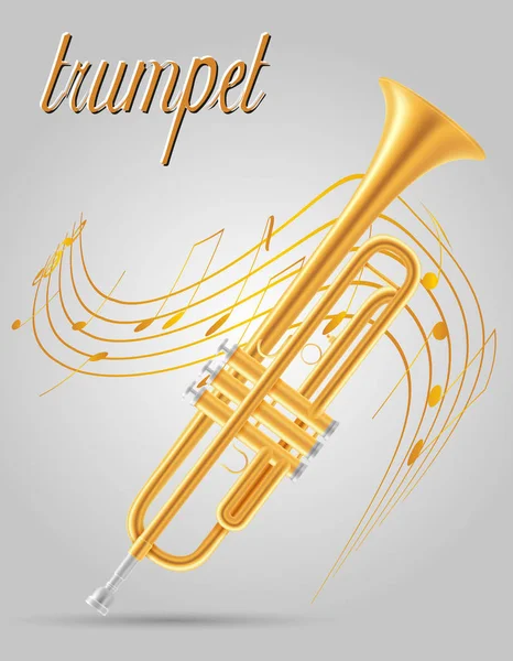 Trumpet vind musikinstrument lager vektorillustration — Stock vektor