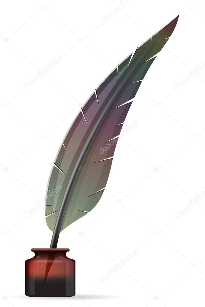 feather and inkwell old retro vintage icon stock vector illustra