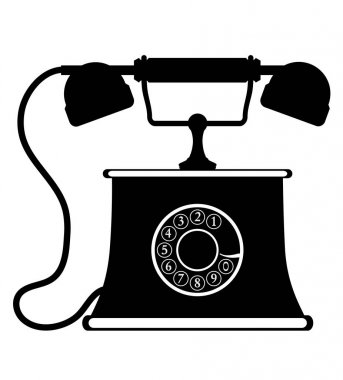 telefon eski retro vintage simge stok vektör çizim dışarı siyah