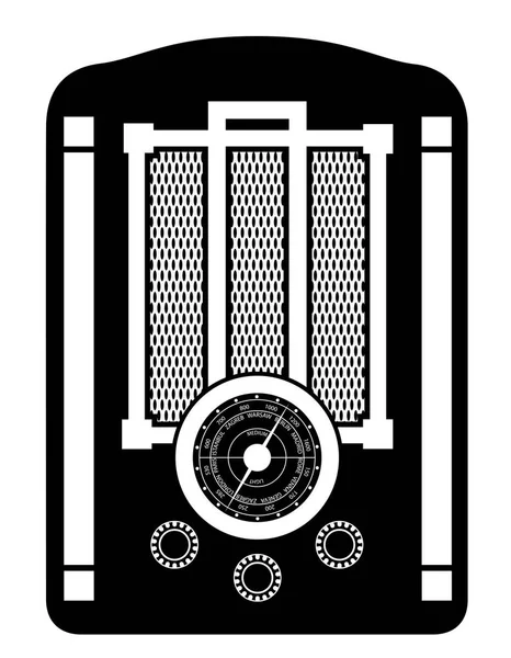 Radyo eski retro vintage simge stok vektör çizim dışarı siyah — Stok Vektör
