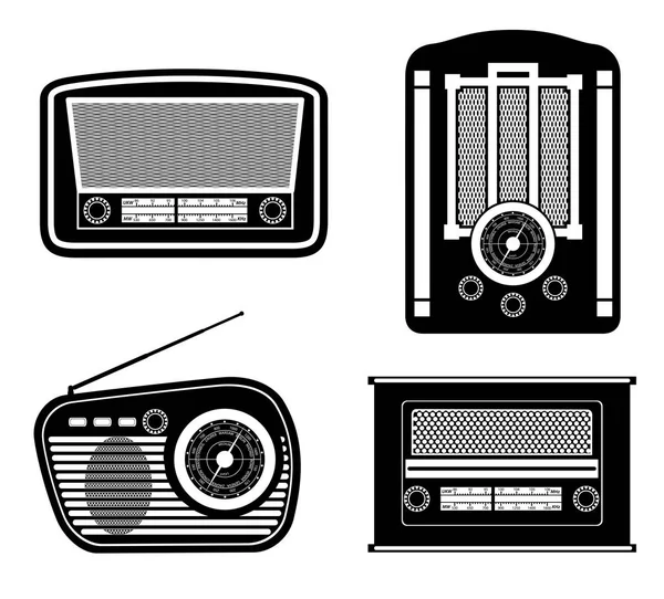 Rádio velho retro vintage ícone estoque vetor ilustração preto para fora — Vetor de Stock