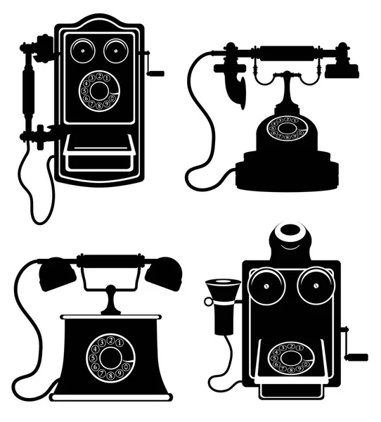 Telefone velho retro vintage ícone estoque vetor ilustração preto para fora —  Vetores de Stock