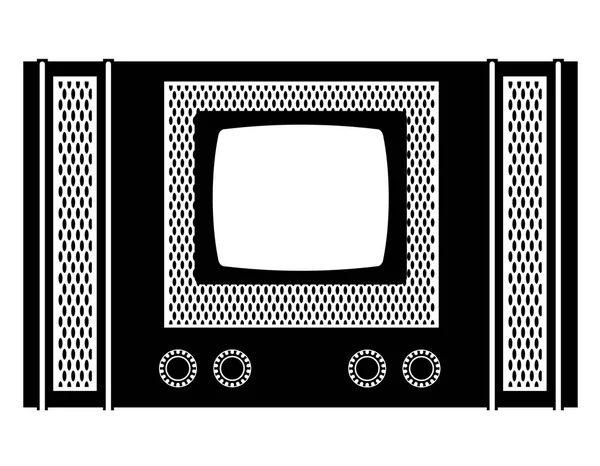 TV eski retro vintage simge stok vektör çizim siyah outlin — Stok Vektör