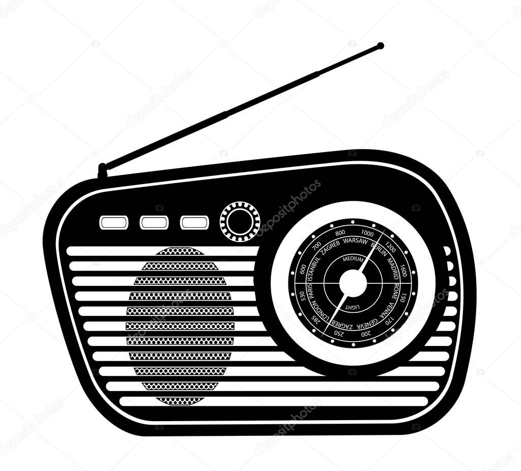 radio old retro vintage icon stock vector illustration black out