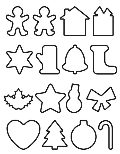 Christmas objects line icons vector illustration — Stock Vector