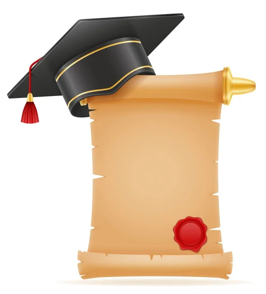 Graduação acadêmica argamassa quadrado cap vetor ilustração —  Vetores de Stock