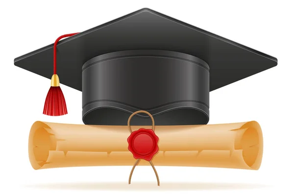 Graduação acadêmica argamassa quadrado cap vetor ilustração —  Vetores de Stock