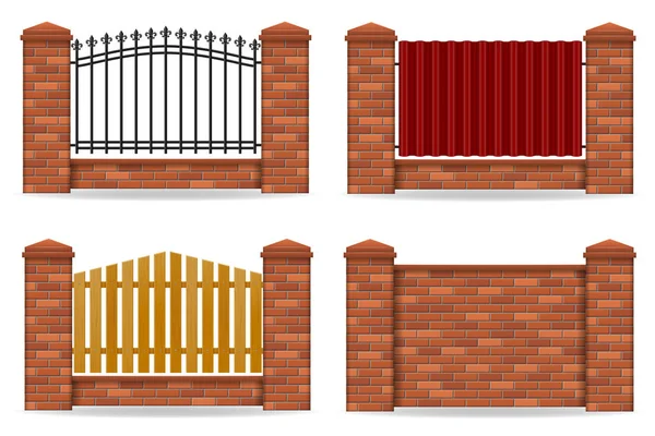 Brick fence vector illustration — Stock Vector