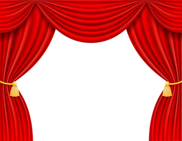 Rojo cortina teatral vector ilustración — Vector de stock
