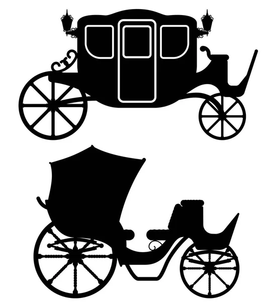 Carro para el transporte de personas silueta contorno negro v — Vector de stock