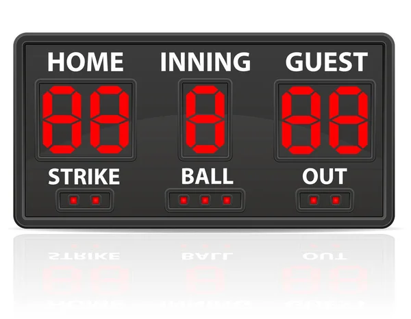 棒球运动数字记分牌矢量插图 — 图库矢量图片