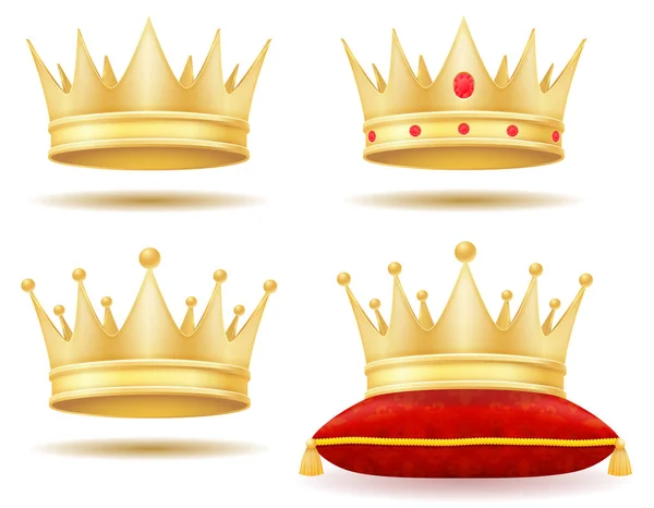 Król królewski złote korony wektor ilustracja — Wektor stockowy