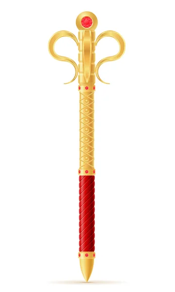 Roi sceptre royal d'or symbole du pouvoir de l'Etat vecteur illustrat — Image vectorielle