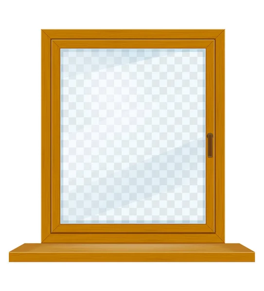 Closed wooden window with transparent glass for design vector il — Stock Vector