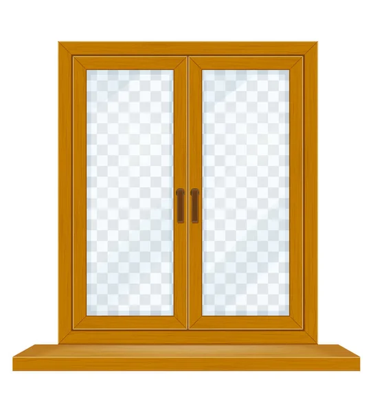 用于设计矢量的带有透明玻璃的封闭式木制窗户 — 图库矢量图片