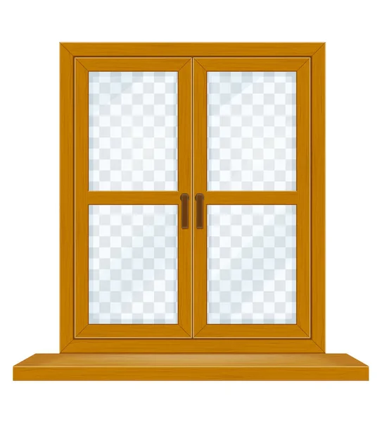 Gesloten houten raam met transparant glas voor design vector il — Stockvector